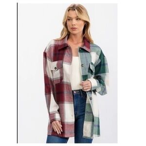 BiBi OVERSIZED BUTTON UP PLAID SHIRT SIZE LARGE NWOT